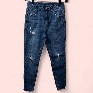 Girls Size 12/13 SHEIN Teen High Waist Distressed Denim Skinny Jeans